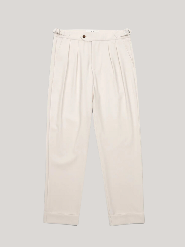 NO-VUBeige Oxford Pleated Trousers