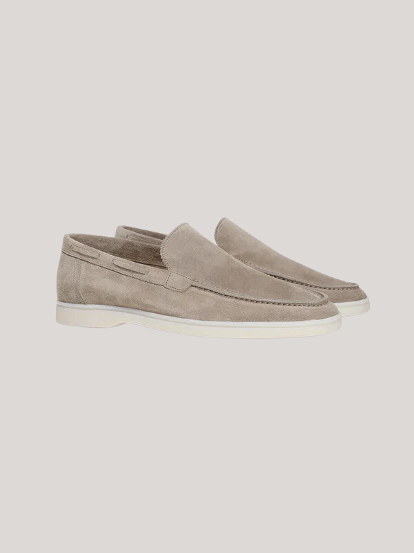 AURELIENSuede Yacht Loafers in Light Grey